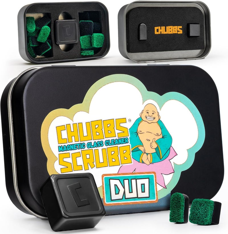 Chubs Scrubb Duo Magnetic Glass Cleaner Kit - Mini Magnet Scrubber for Hard-to-Reach Stains on Glass, Ceramic & Metal - Image 1
